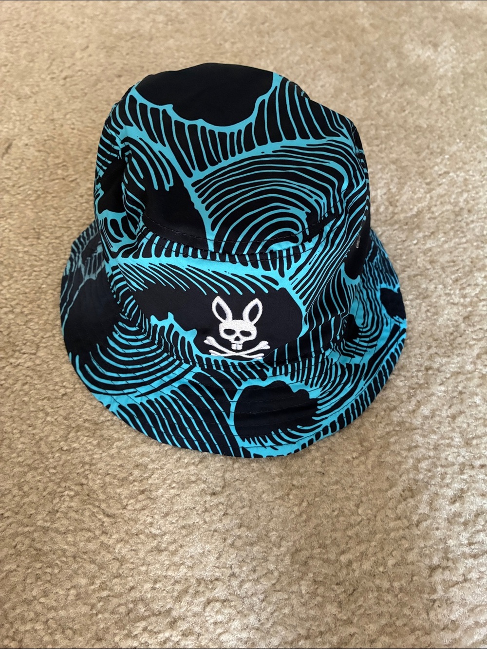 Psycho Bunny Black & Teal Pattern Bucket Hat